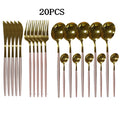 20pcs Gold Dinnerware Set Stainless Steel Cutlery Set Mirror Silverware Knife Fork Spoon Tableware Flatware Set Dishwasher Safe